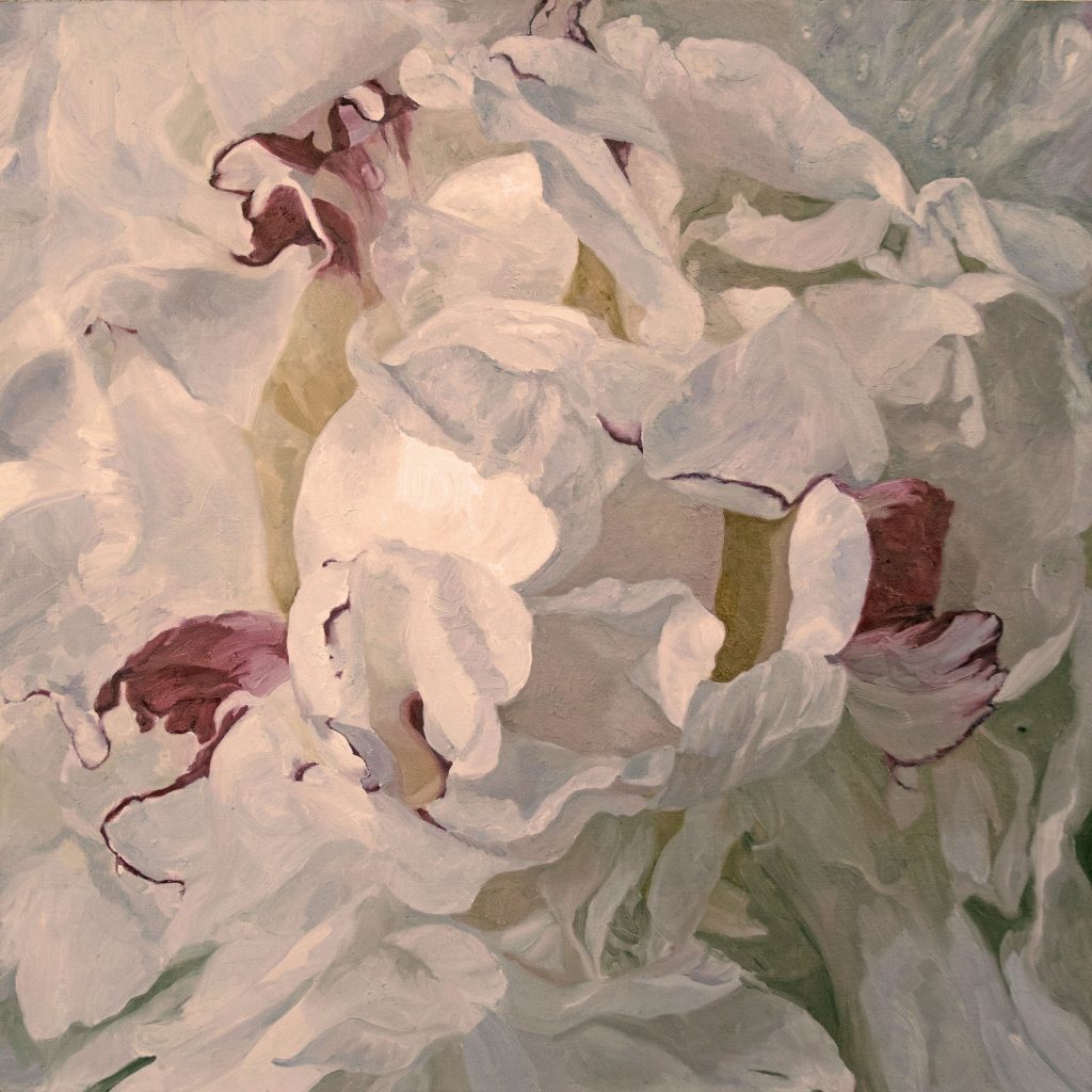 One Peony Original Oil Painting by Julie Derby