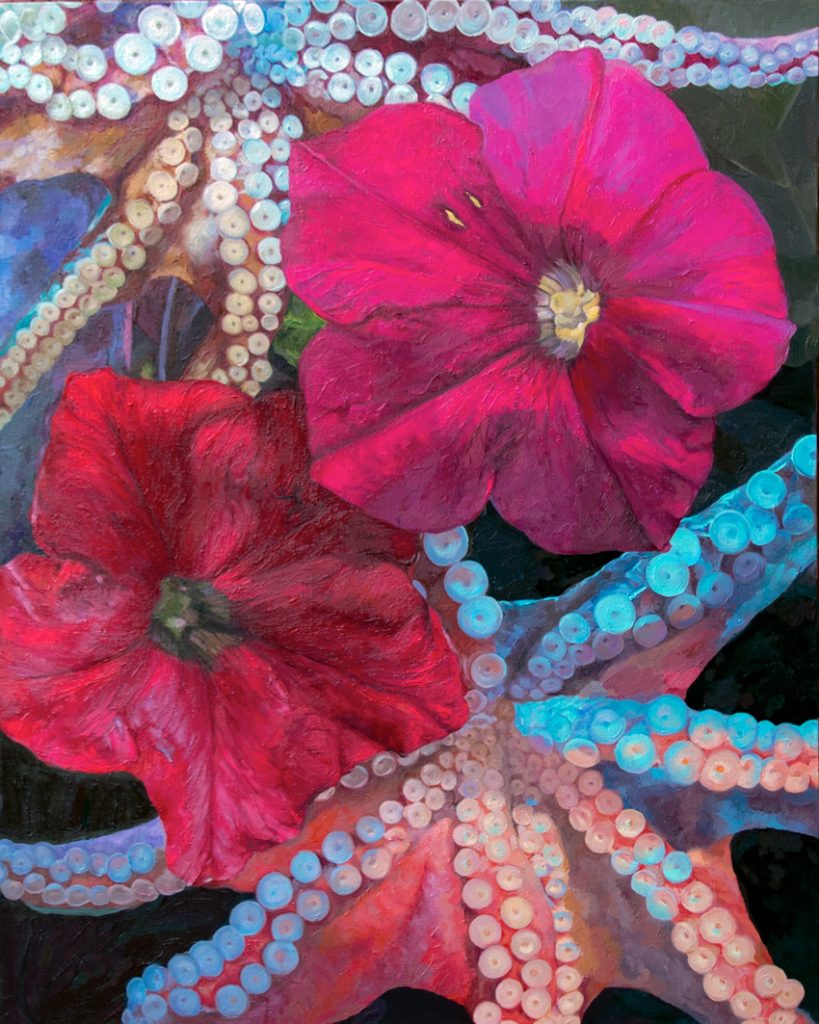 Octopus Floral Oil Painting Julie Derby