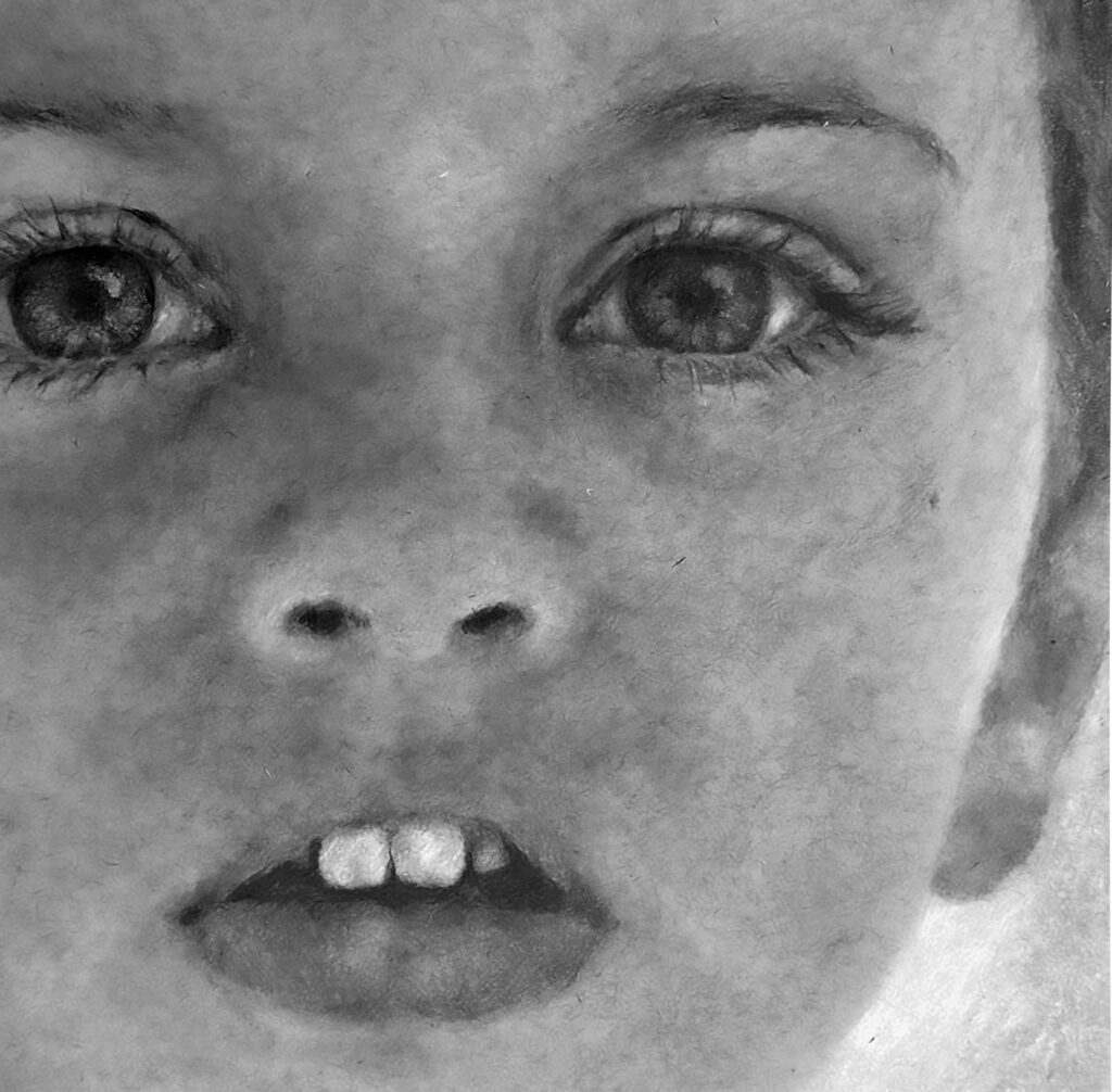 Artist JulieAnn Derby Drawing of Young Boy Starting Face Detail